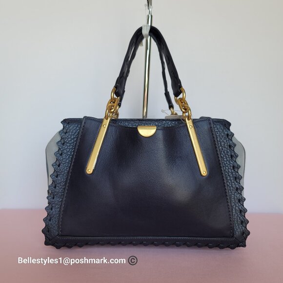 COACH Dreamer 27 Whipstitch Colorblocked Mixed Leather & Suede Satchel-Ink Multi - Picture 6 of 16